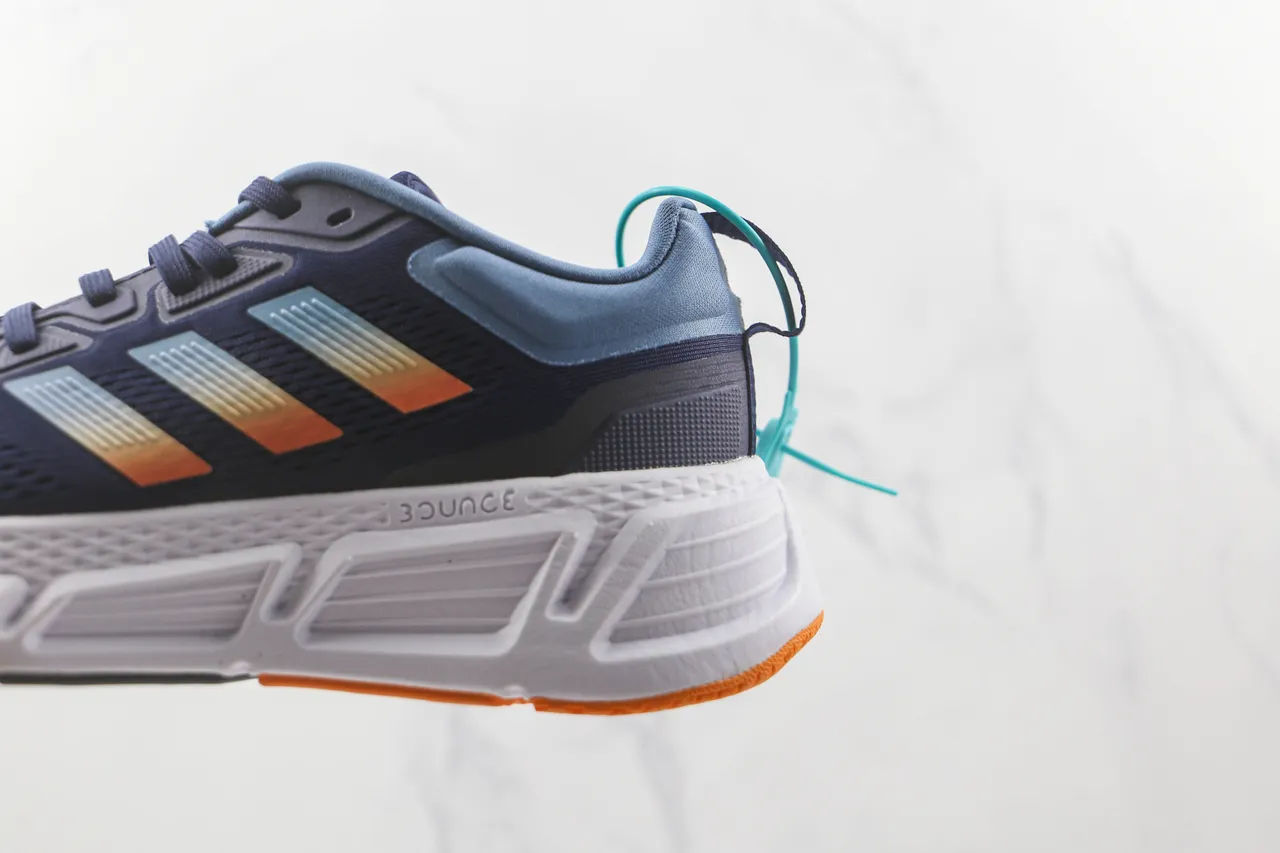 Adidas Navy Blue Engineered Mesh Upper Gradient Three-Stripe Branding Running Shoes 7