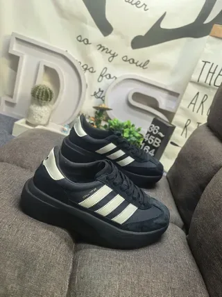 Adidas Navy White Platform Sole Suede-Mesh Upper Lifestyle Sneakers 9