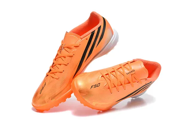 Adidas Orange Black Low-Cut Synthetic Upper Molded Conical Studs Artificial-Grass Soccer Shoes 2