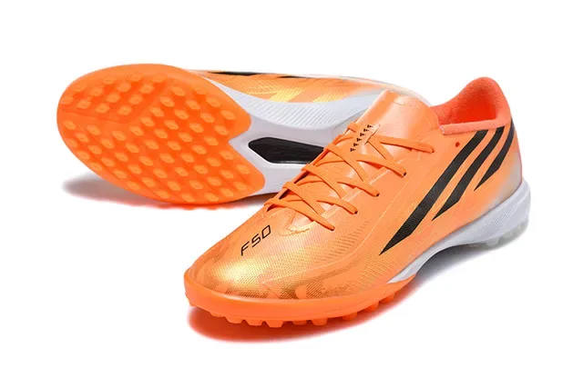Adidas Orange Black Low-Cut Synthetic Upper Molded Conical Studs Artificial-Grass Soccer Shoes 6