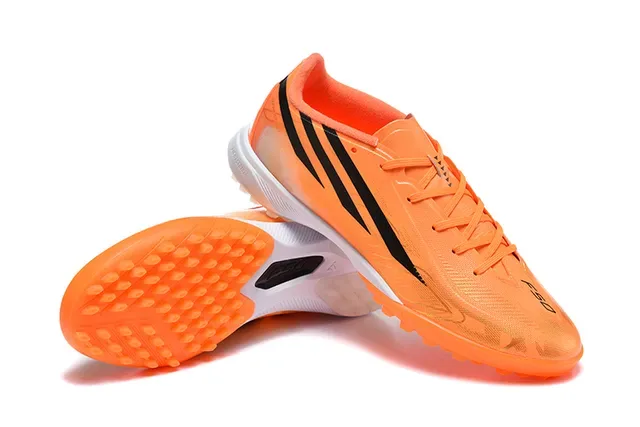 Adidas Orange Black Low-Cut Synthetic Upper Molded Conical Studs Artificial-Grass Soccer Shoes 7