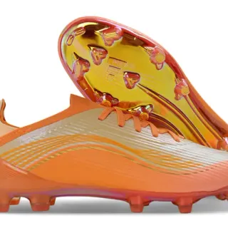 Adidas Orange Gold Iridescent Soleplate Wave-Patterned Synthetic Upper Firm-Ground Soccer Shoes