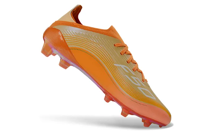 Adidas Orange Gold Iridescent Soleplate Wave-Patterned Synthetic Upper Firm-Ground Soccer Shoes 11