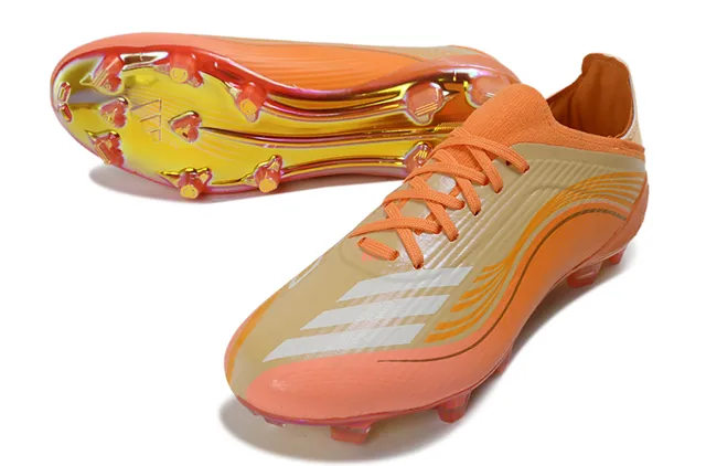 Adidas Orange Gold Iridescent Soleplate Wave-Patterned Synthetic Upper Firm-Ground Soccer Shoes 14