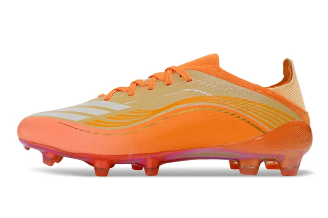 Adidas Orange Gold Iridescent Soleplate Wave-Patterned Synthetic Upper Firm-Ground Soccer Shoes 17