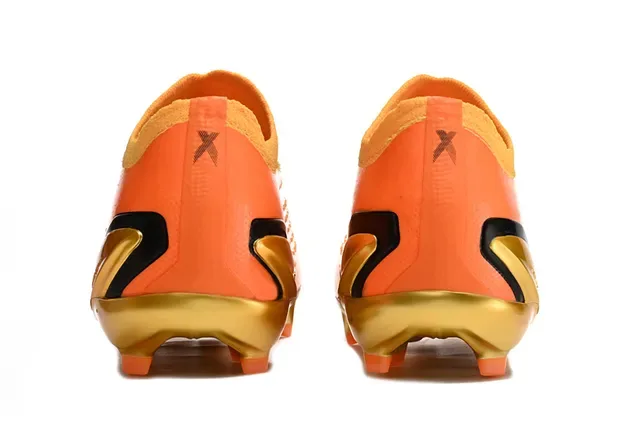 Adidas برتقالي ذهبي وجه الجوارب المشبكة كعب معدني أرض صلبة أحذية كرة القدم 4