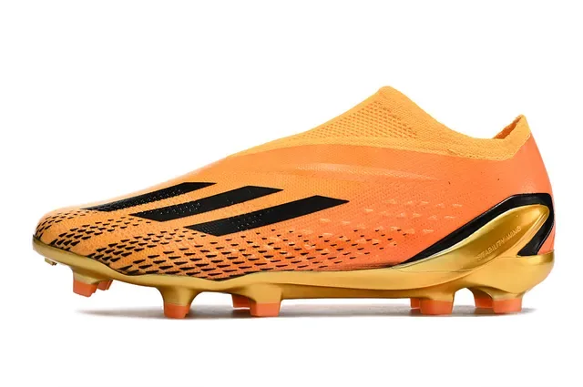 Adidas برتقالي ذهبي وجه الجوارب المشبكة كعب معدني أرض صلبة أحذية كرة القدم 8