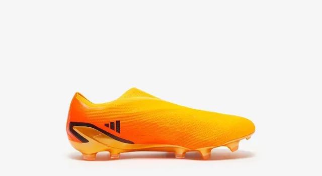 Adidas برتقالي ذهبي وجه الجوارب المشبكة كعب معدني أرض صلبة أحذية كرة القدم 12
