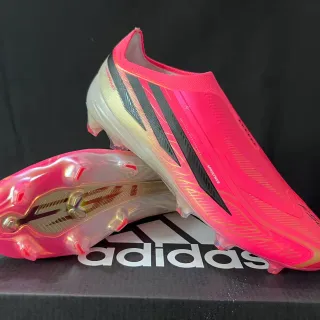 Adidas Pink Black Laceless Sock-Fit Upper Iridescent Synthetic Firm-Ground Soccer Shoes