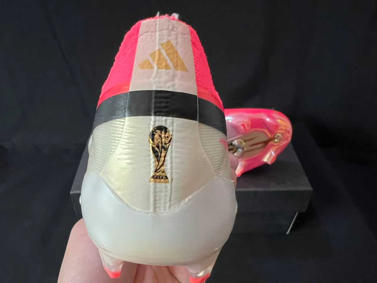 Adidas Pink Black Laceless Sock-Fit Upper Iridescent Synthetic Firm-Ground Soccer Shoes 3