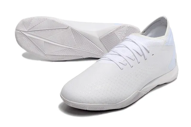 Adidas Sapatos de futebol indoor rosa preto corte baixo colar de meia perfurado upper sintético 8
