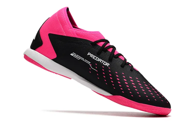 Adidas Sapatos de futebol indoor rosa preto corte baixo colar de meia perfurado upper sintético 11