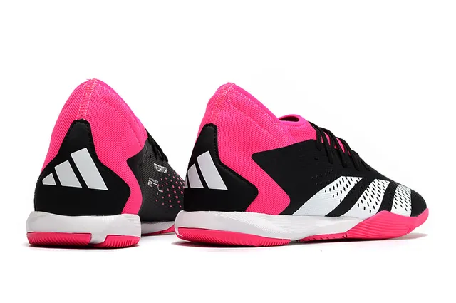 Adidas Sapatos de futebol indoor rosa preto corte baixo colar de meia perfurado upper sintético 15