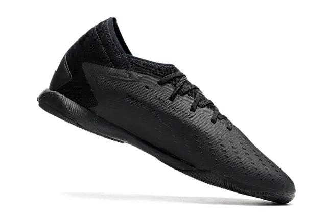 Adidas Sapatos de futebol indoor rosa preto corte baixo colar de meia perfurado upper sintético 17