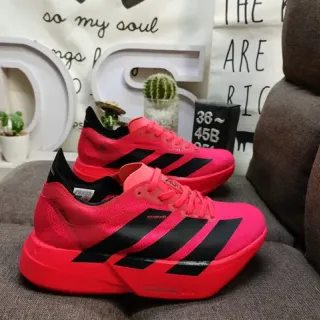 Adidas Chaussures de course rose et noir, low-top, upper en mesh