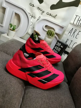Adidas Pink Black Low-Top Engineered Mesh Upper Running Shoes 9