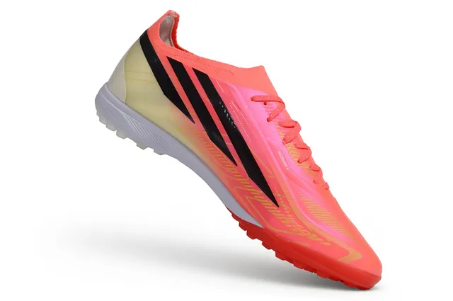 Adidas Chaussures de football rose et orange low-cut avec upper synthétique gradient néon pour gazon artificiel 11