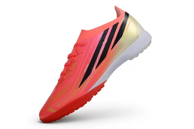 Adidas Chaussures de football rose et orange low-cut avec upper synthétique gradient néon pour gazon artificiel 12