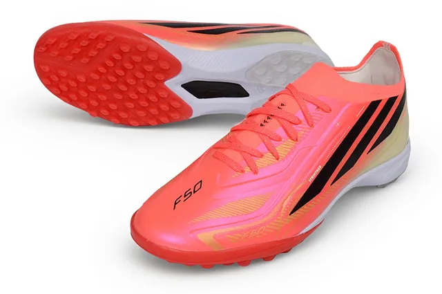 Adidas Chaussures de football rose et orange low-cut avec upper synthétique gradient néon pour gazon artificiel 14