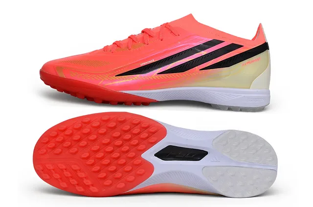 Adidas Chaussures de football rose et orange low-cut avec upper synthétique gradient néon pour gazon artificiel 16