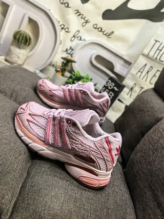 Adidas Pink Red Mesh Upper Synthetic Overlays Lifestyle Sneakers 7