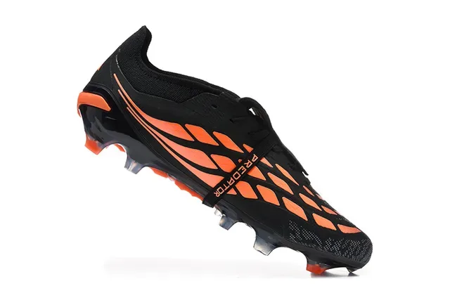 Adidas Predator Noir Orange Sans Lacets Fermeture à Sangle Asymétrique Motif de Superposition Synthétique Chaussures de Football pour Sol Ferme 3