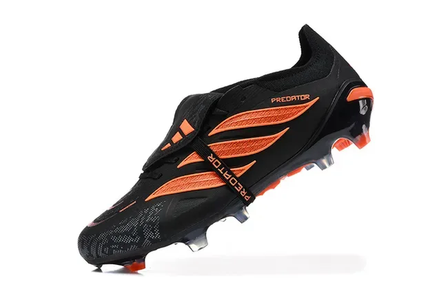 Adidas Predator Noir Orange Sans Lacets Fermeture à Sangle Asymétrique Motif de Superposition Synthétique Chaussures de Football pour Sol Ferme 4