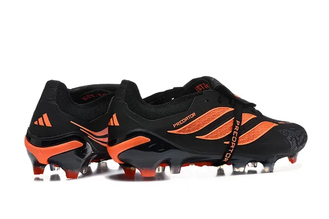 Adidas Predator Noir Orange Sans Lacets Fermeture à Sangle Asymétrique Motif de Superposition Synthétique Chaussures de Football pour Sol Ferme 5