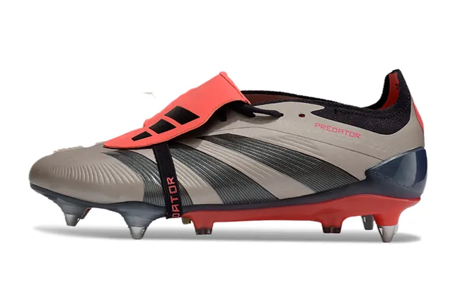 Adidas Predator Black Orange Low-Cut Synthetic Upper Three-Stripe Side Paneling Firm-Ground Soccer Shoes 22