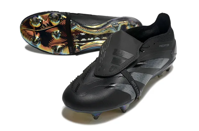 Adidas Predator Black Orange Low-Cut Synthetic Upper Three-Stripe Side Paneling Firm-Ground Soccer Shoes 24