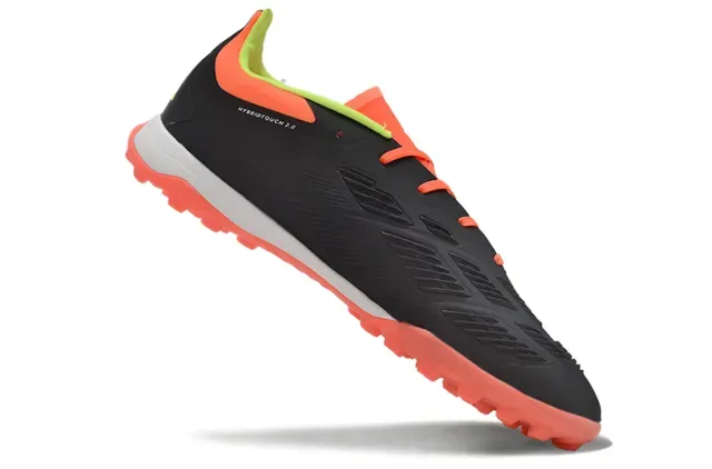 Adidas Predator Preto Laranja Low-Cut Upper Sintético Três Listras Brancas Chuteiras de Futebol Turf 2