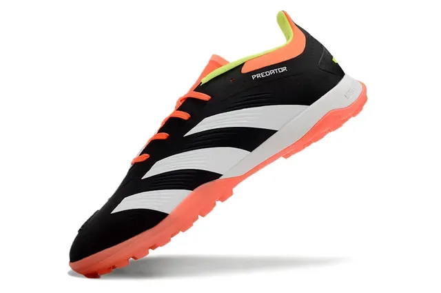 Adidas Predator Preto Laranja Low-Cut Upper Sintético Três Listras Brancas Chuteiras de Futebol Turf 3