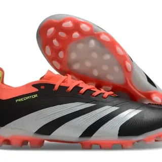 Adidas Predator Black Orange Synthetic Upper Three-Stripe Side Panel Firm-Ground Soccer Shoes