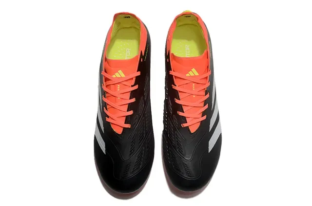 Adidas Predator Noir et Orange Upper Synthétique Panneau Latéral Trois Rayures Firm-Ground Chaussures de Football 2