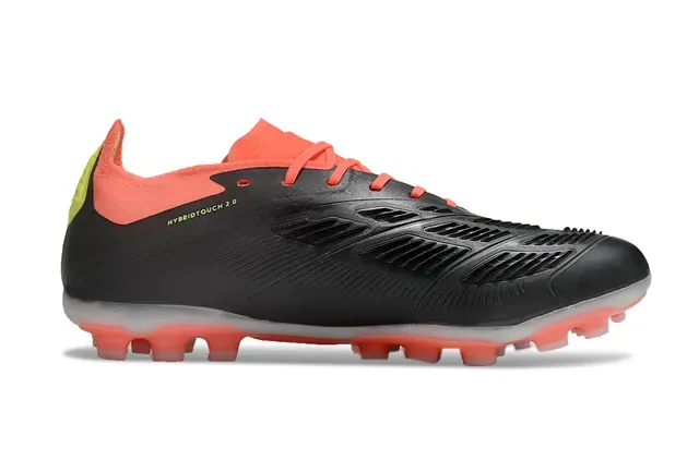 Adidas Predator Noir et Orange Upper Synthétique Panneau Latéral Trois Rayures Firm-Ground Chaussures de Football 7