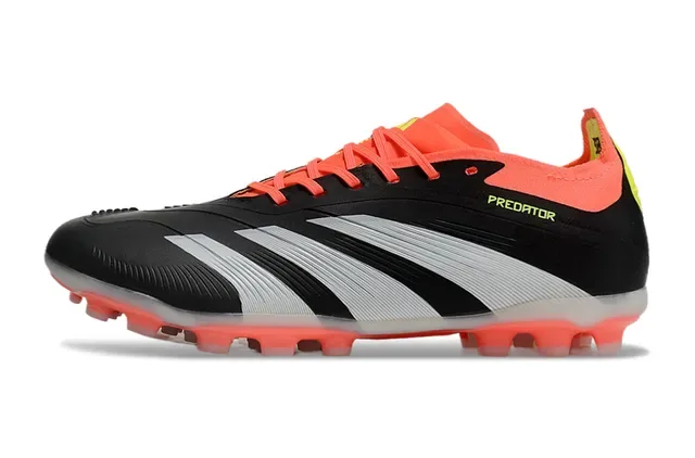 Adidas Predator Noir et Orange Upper Synthétique Panneau Latéral Trois Rayures Firm-Ground Chaussures de Football 8