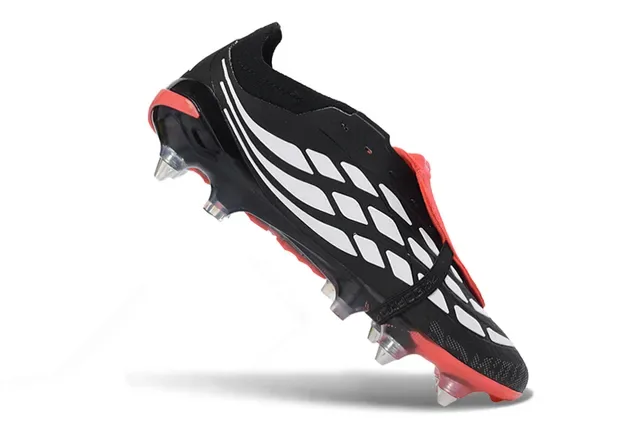 Adidas Predator Noir Rouge Sans lacets Fermeture sangle Tige synthétique texturée pour terrain ferme Chaussures de football 2