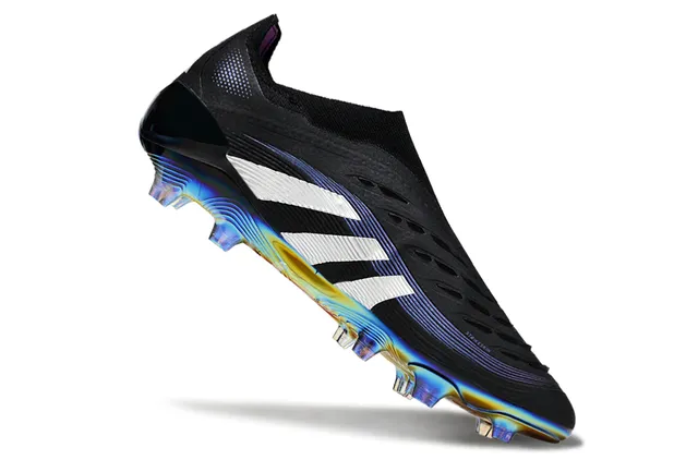Adidas Predator Black White Sock-Fit Collar Iridescent Holographic Soleplate Firm-Ground Soccer Shoes 2