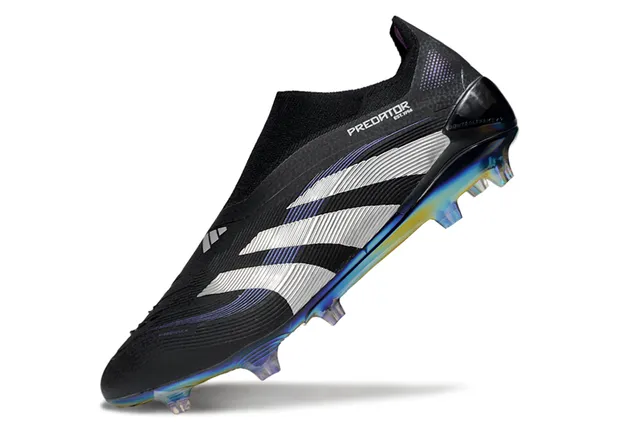 Adidas Predator Black White Sock-Fit Collar Iridescent Holographic Soleplate Firm-Ground Soccer Shoes 3