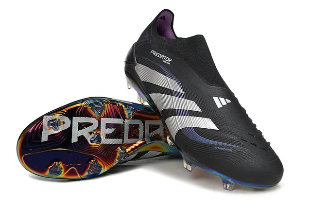 Adidas Predator Black White Sock-Fit Collar Iridescent Holographic Soleplate Firm-Ground Soccer Shoes 4