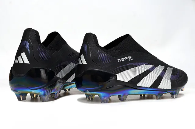 Adidas Predator Black White Sock-Fit Collar Iridescent Holographic Soleplate Firm-Ground Soccer Shoes 5