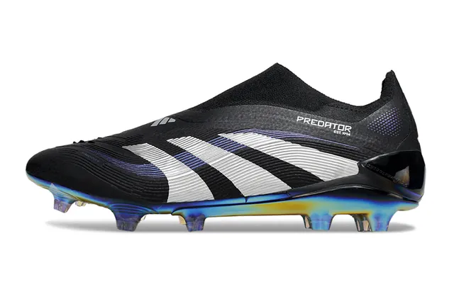 Adidas Predator Black White Sock-Fit Collar Iridescent Holographic Soleplate Firm-Ground Soccer Shoes 7