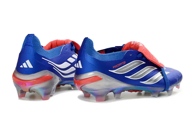 Adidas Predator Blue Red Laceless Strap Closure Iridescent Heel Counter Firm-Ground Soccer Shoes 5