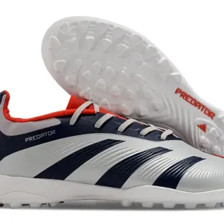 Adidas Predator Zapatos de fútbol para turf de corte bajo con cordones asimétricos en gris marino