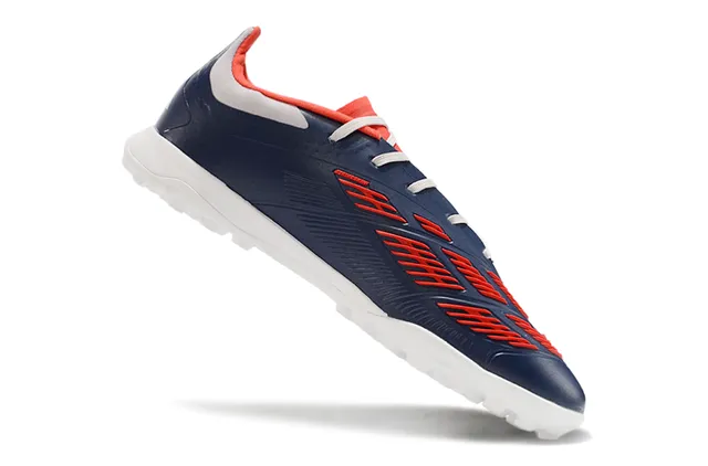 Adidas Predator Chaussures de football turf à lacets asymétriques en gris marine de coupe basse 2