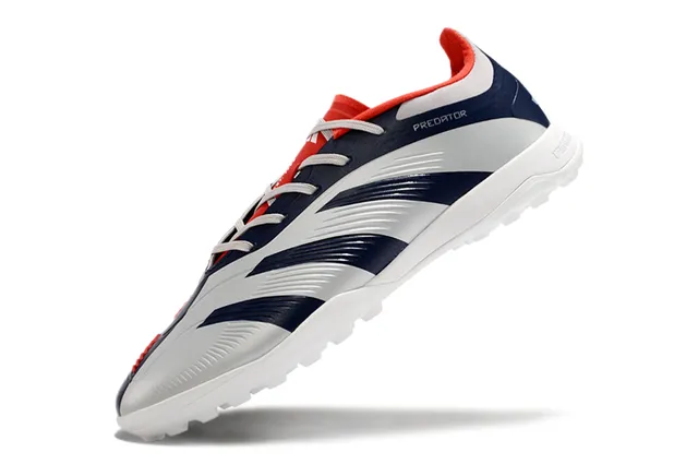 Adidas Predator Chaussures de football turf à lacets asymétriques en gris marine de coupe basse 3