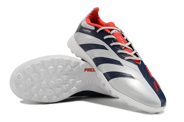 Adidas Predator Chaussures de football turf à lacets asymétriques en gris marine de coupe basse 4
