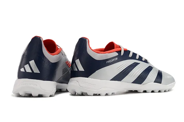 Adidas Predator Chaussures de football turf à lacets asymétriques en gris marine de coupe basse 5