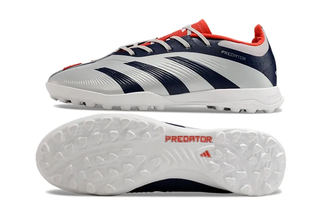 Adidas Predator Chaussures de football turf à lacets asymétriques en gris marine de coupe basse 6