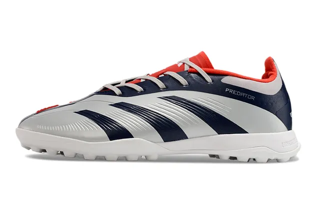 Adidas Predator Chaussures de football turf à lacets asymétriques en gris marine de coupe basse 7